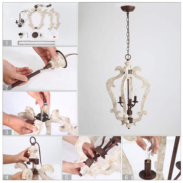 Image 6 Jolla 16.5" Wide 3-Light Natural Wood Lantern Chandelier more views