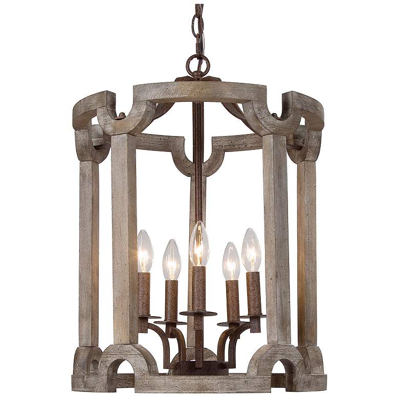 Image 1 Jolla 16.5" Wide 5-Light Wood Cylinder Chandelier