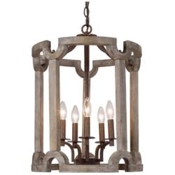 Jolla 16.5" Wide 5-Light Wood Cylinder Chandelier
