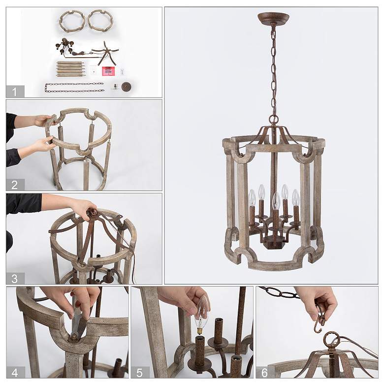 Image 5 Jolla 16.5" Wide 5-Light Wood Cylinder Chandelier more views