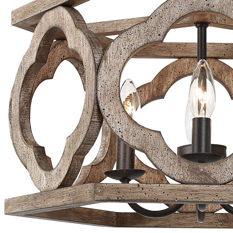 Image 2 Jolla 18"W Rustic Bronze Distressed Wood 4-Light Chandelier more views