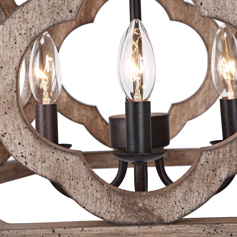 Image 3 Jolla 18"W Rustic Bronze Distressed Wood 4-Light Chandelier more views