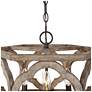 3_Jolla 18"W Rustic Bronze Distressed Wood 4-Light Chandelier more views