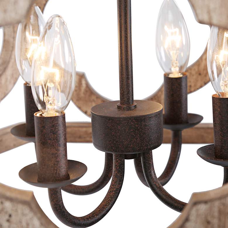 Image 5 Jolla 18"W Rustic Bronze Distressed Wood 4-Light Chandelier more views