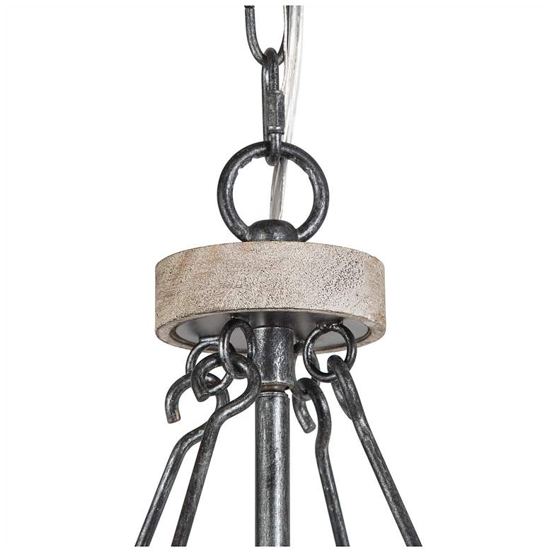 Image 3 Jolla 19.7" Wide 4-Light Distressed Wood Pendant Drum Chandelier more views
