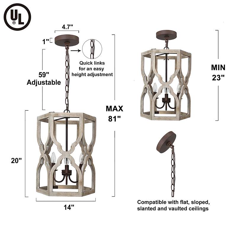 Image 7 Jolla 3-Light 14.2" Wide Wood Chandelier more views