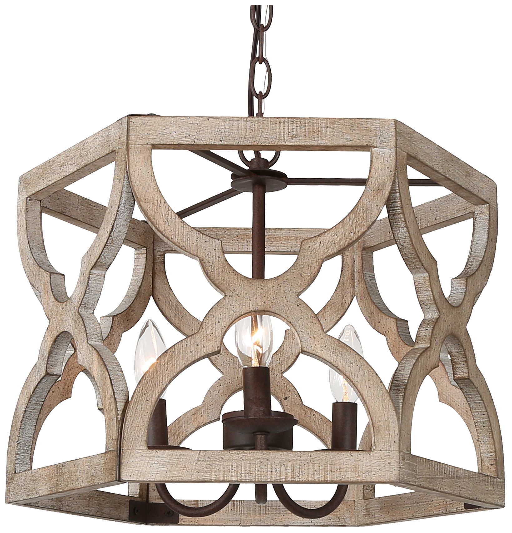 Jolla 3Light 16.5" Wide Wood Chandelier 591N6 Lamps Plus