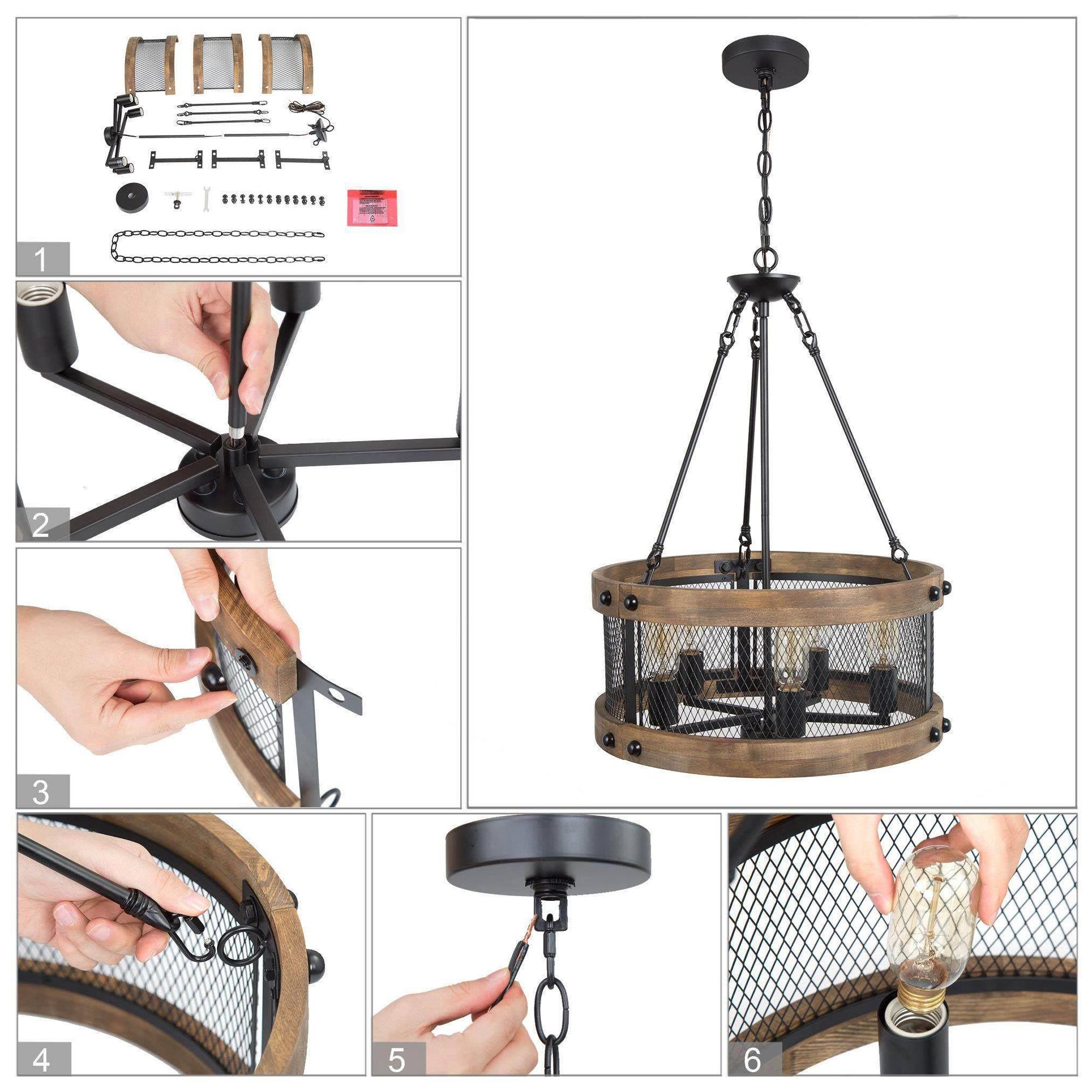 Jolla Farmhouse 19" Wide 5-Light Wood Drum Chandelier