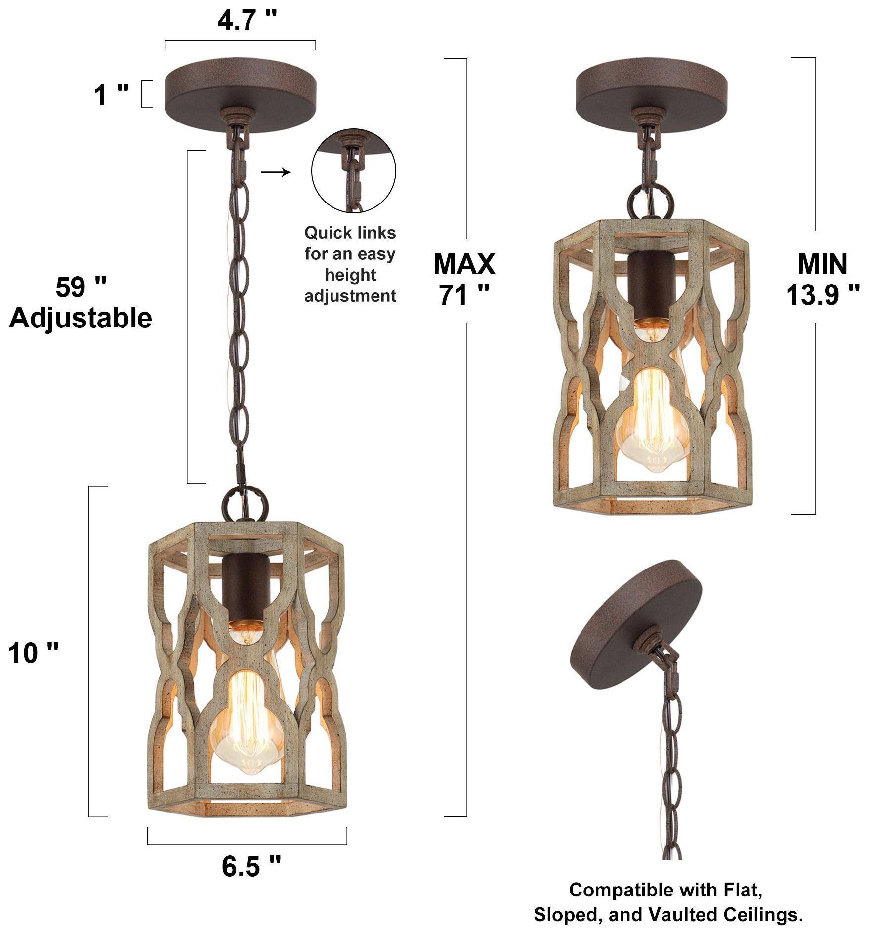 Image 2 Jolla Farmhouse 6.5" Wide1-Light Wood Pendant Light more views