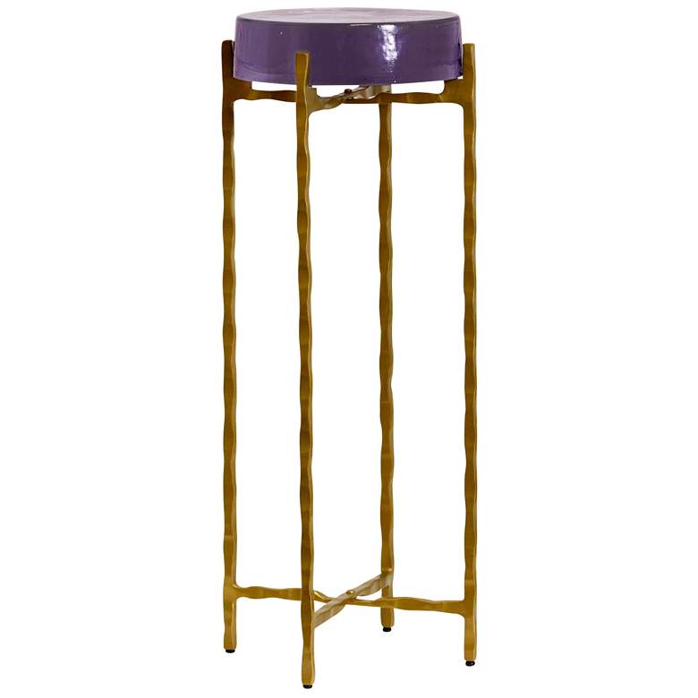 Image 1 Jolly Rancher Clear Purple Haze Disk Top Drink Table With Gold Metal Base