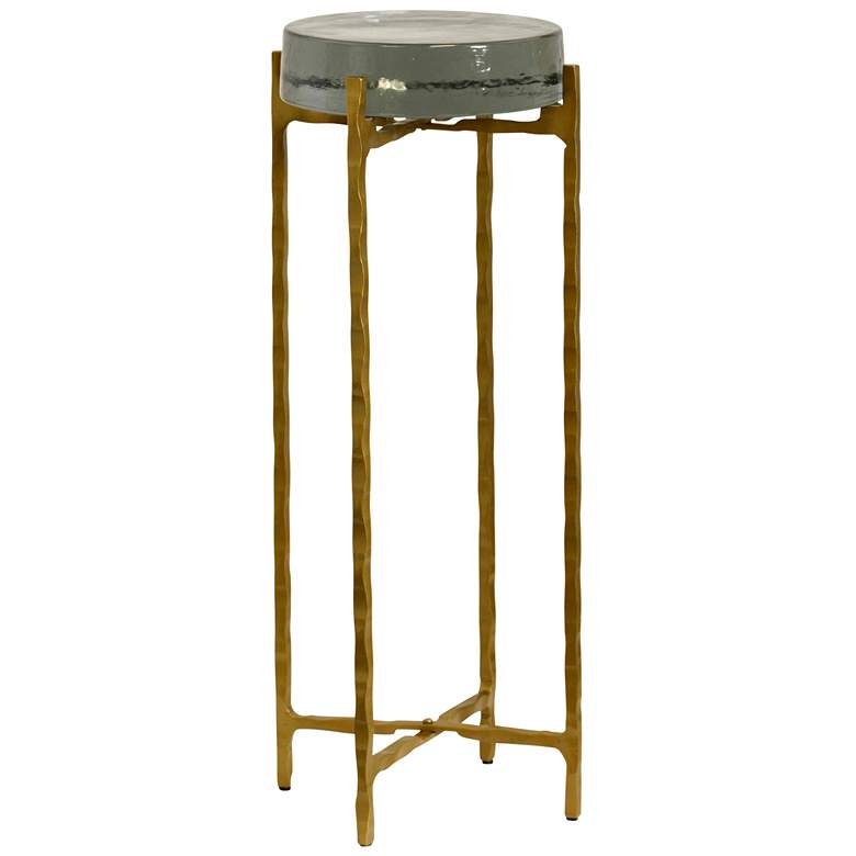 Image 1 Jolly Rancher Clear Smoke Disk Top Drink Table With Gold Metal Base
