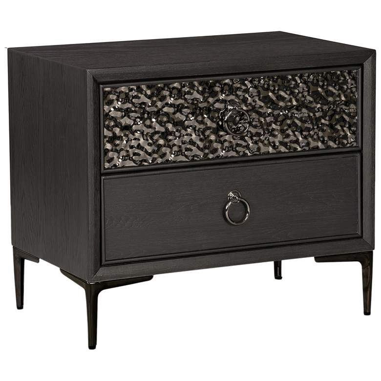 Image 1 Jolt Espresso 2-Drawer Nightstand With Stainless Steel Panels