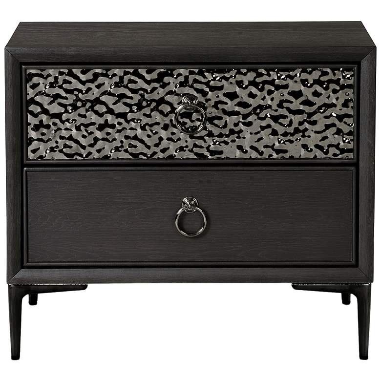 Image 3 Jolt Espresso 2-Drawer Nightstand With Stainless Steel Panels more views