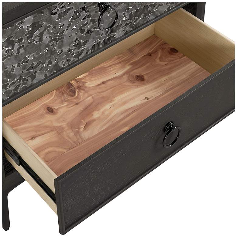 Image 6 Jolt Espresso 2-Drawer Nightstand With Stainless Steel Panels more views