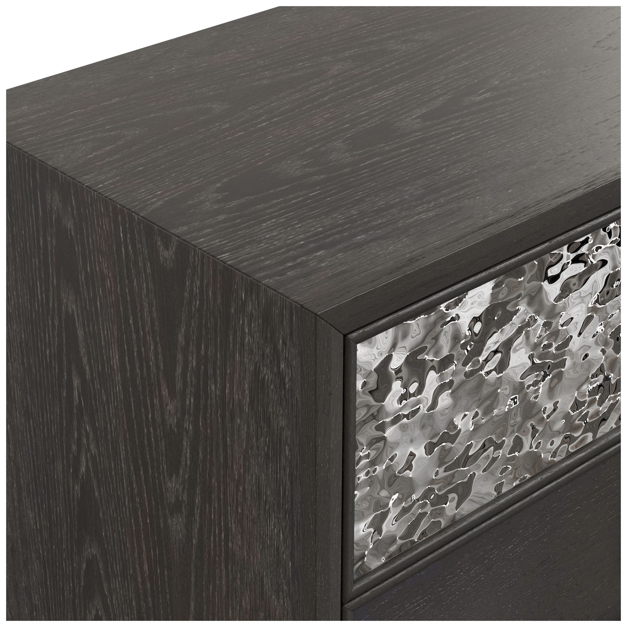 Jolt Espresso 2-Drawer Nightstand With Stainless Steel Panels