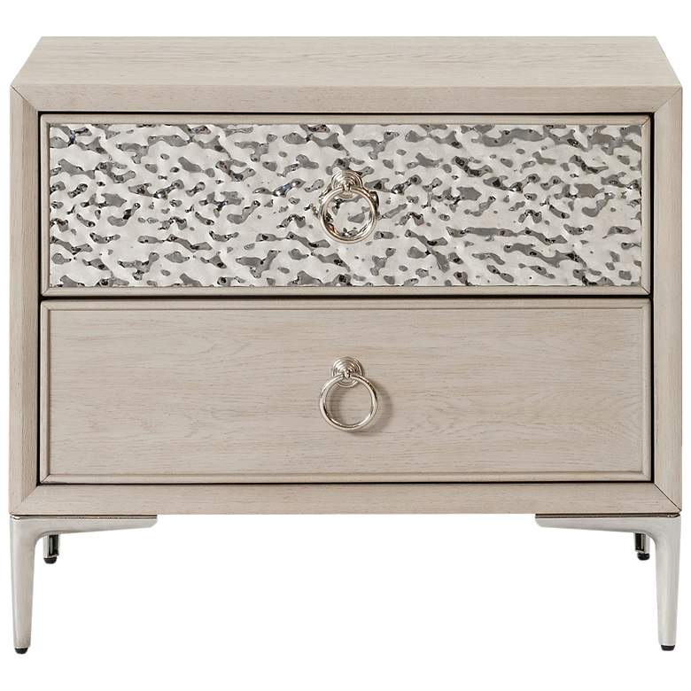 Image 3 Jolt Natural Oak 2-Drawer Nightstand With Stainless Steel Panels more views