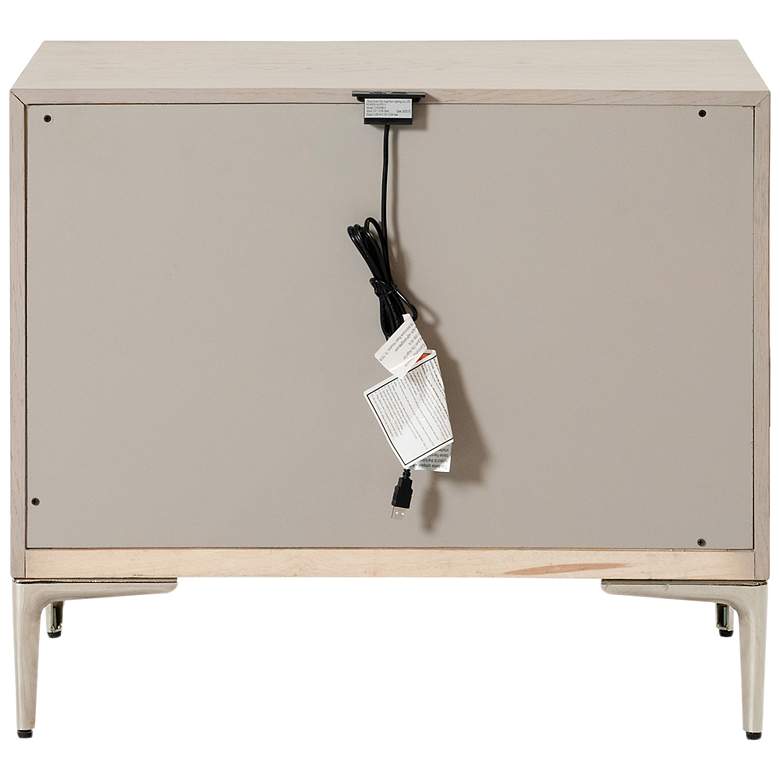Image 4 Jolt Natural Oak 2-Drawer Nightstand With Stainless Steel Panels more views