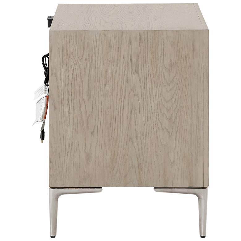 Image 5 Jolt Natural Oak 2-Drawer Nightstand With Stainless Steel Panels more views