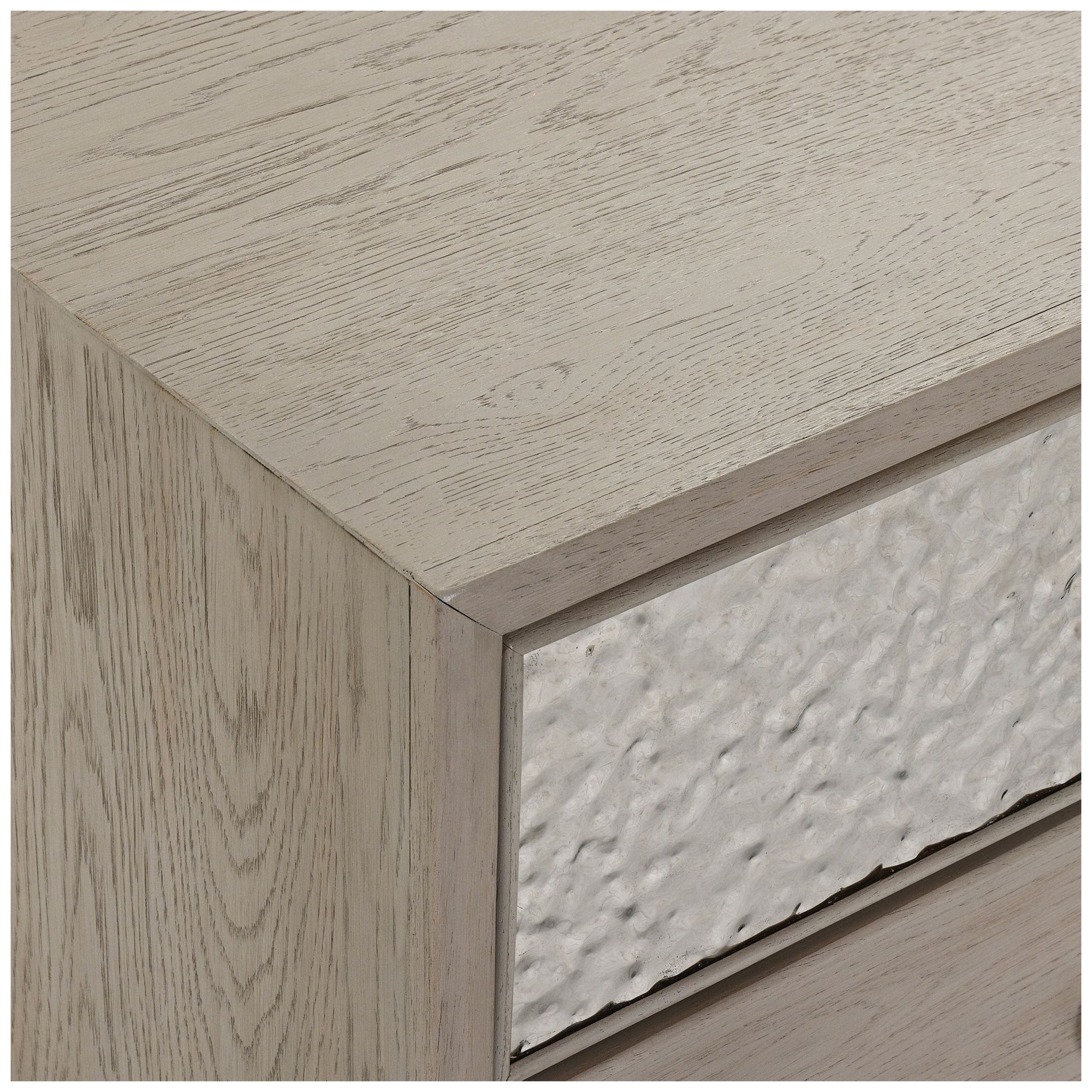 Jolt Natural Oak 2-Drawer Nightstand With Stainless Steel Panels