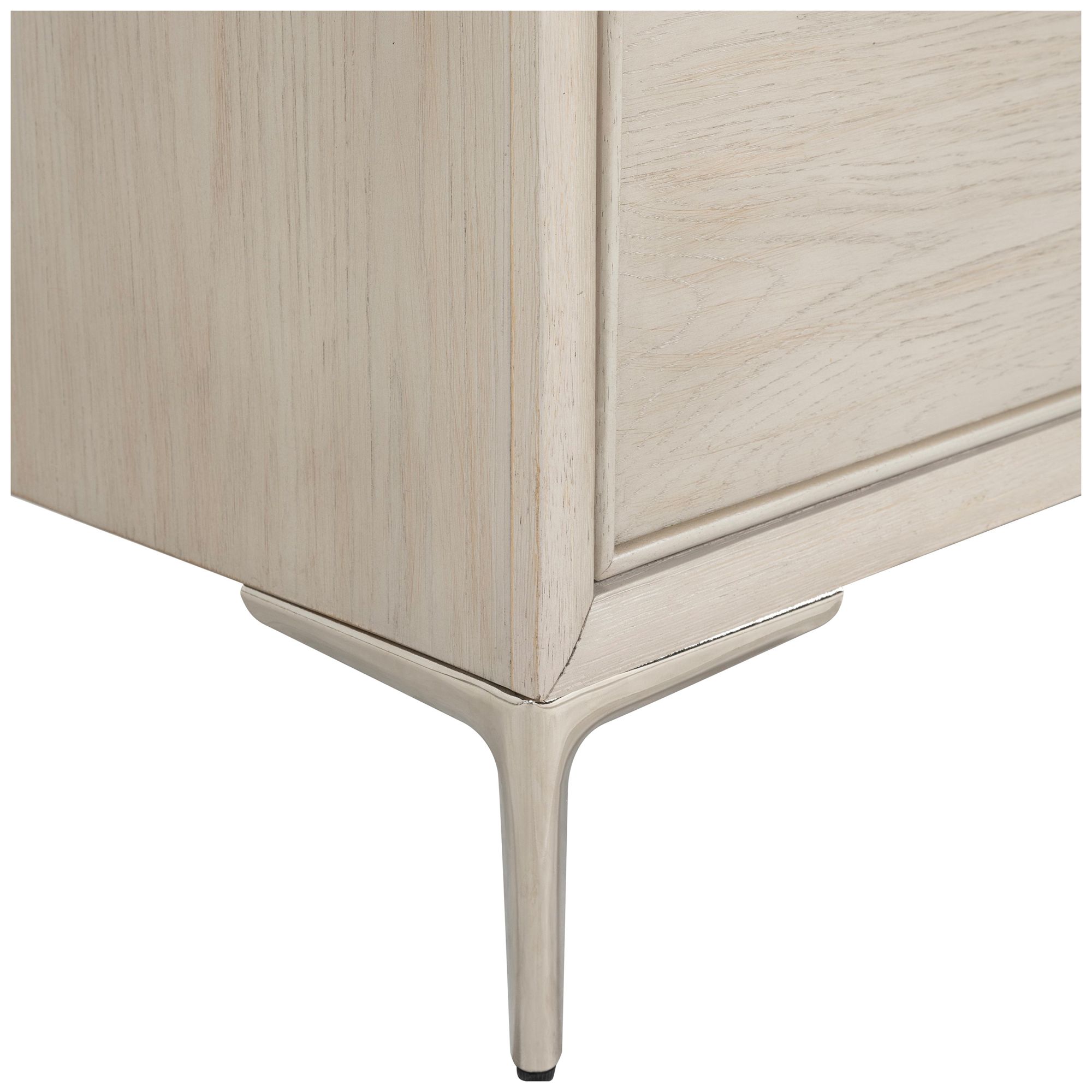 Jolt Natural Oak 2-Drawer Nightstand With Stainless Steel Panels