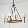 1_Jonah 35" Wide Matte Black and Light Wood 4-Light Chandelier
