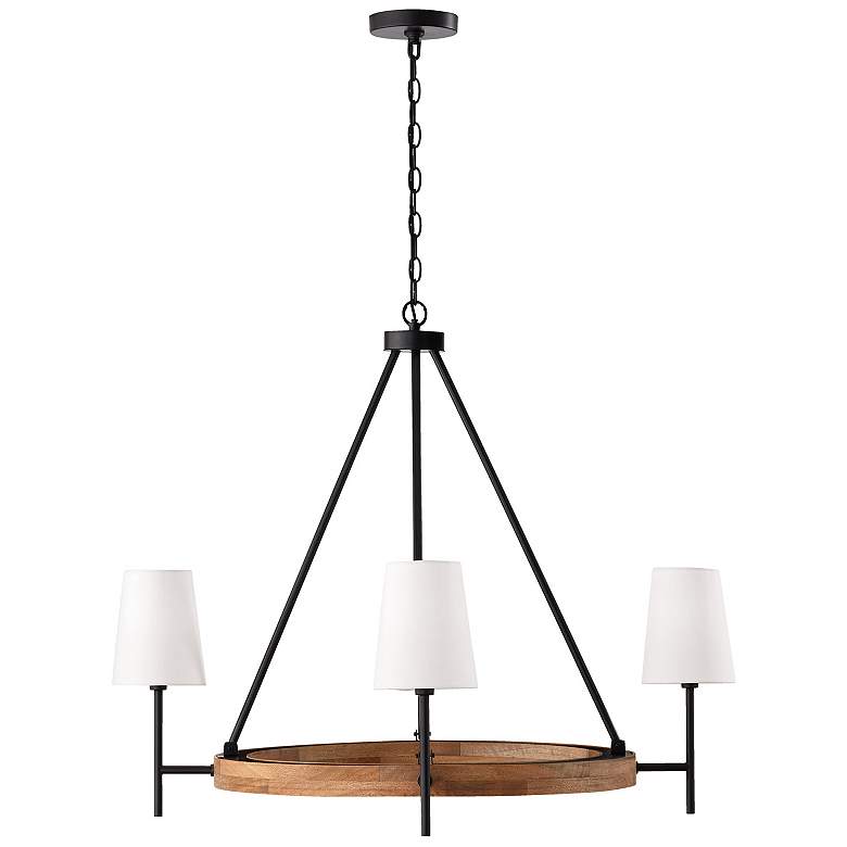 Image 6 Jonah 35" Wide Matte Black and Light Wood 4-Light Chandelier more views
