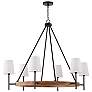 2_Jonah 42" Wide Matte Black and Light Wood 6-Light Chandelier