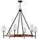 Jonah 42" Wide Matte Black and Light Wood 6-Light Chandelier