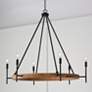 4_Jonah 42" Wide Matte Black and Light Wood 6-Light Chandelier more views