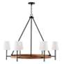 7_Jonah 42" Wide Matte Black and Light Wood 6-Light Chandelier more views