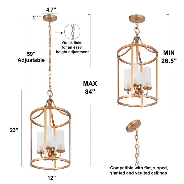 Image 5 Jonas 12" Wide 4-Light Open Cylinder White Glass and Gold Pendant more views
