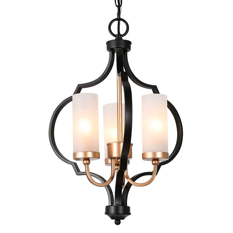 Image 2 Jonas 14 1/2 inch Wide Black and Gold 3-Light Chandelier