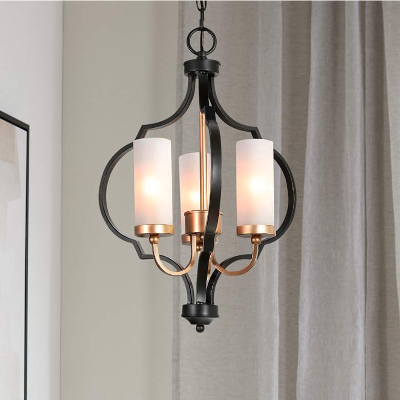 Image 1 Jonas 14 1/2" Wide Black and Gold 3-Light Chandelier