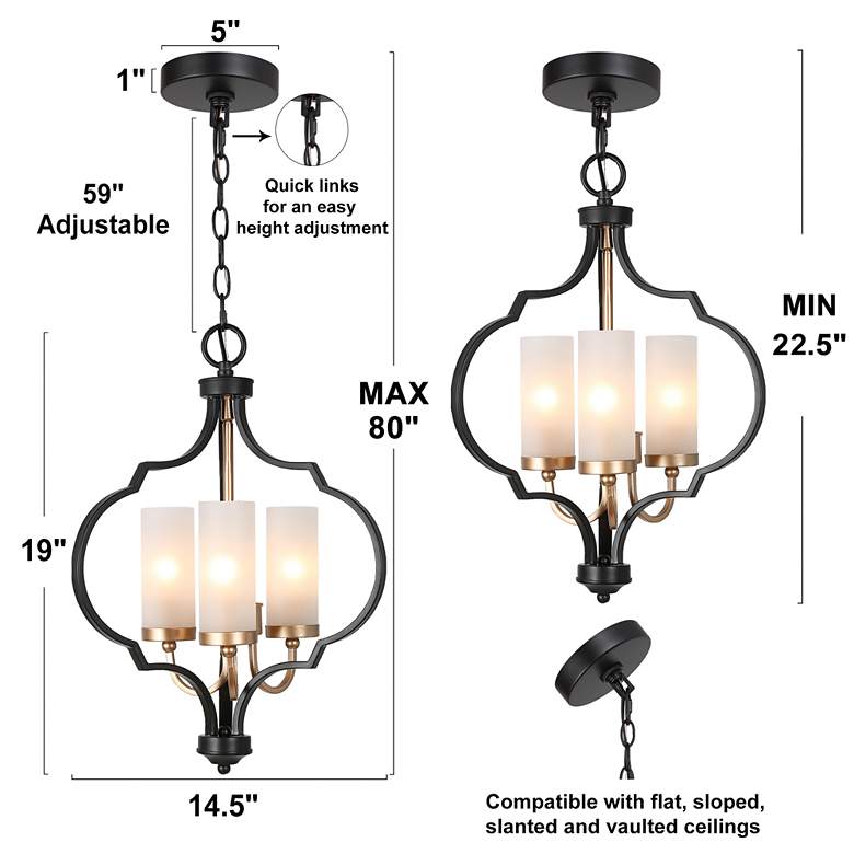 Image 7 Jonas 14 1/2" Wide Black and Gold 3-Light Chandelier more views
