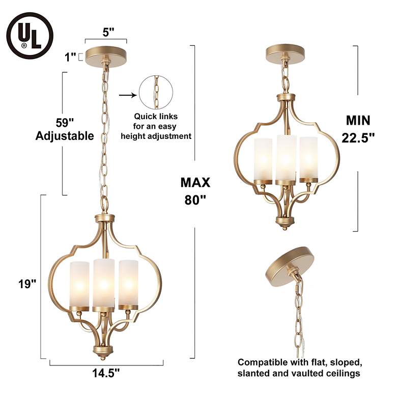Image 7 Jonas 14 1/2 inch Wide Gold 3-Light Chandelier more views