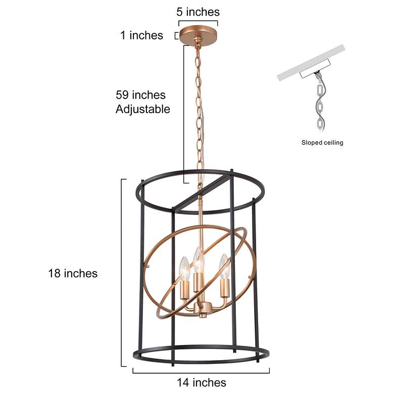Image 4 Jonas 14" Wide Black and Gold 3-Light Open Cylinder Chandelier more views