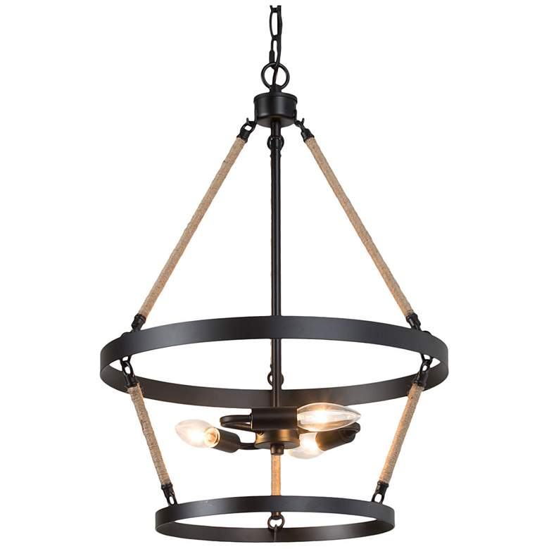 Image 1 Jonas 15.7" Wide Black 3-Light Drum Chandelier