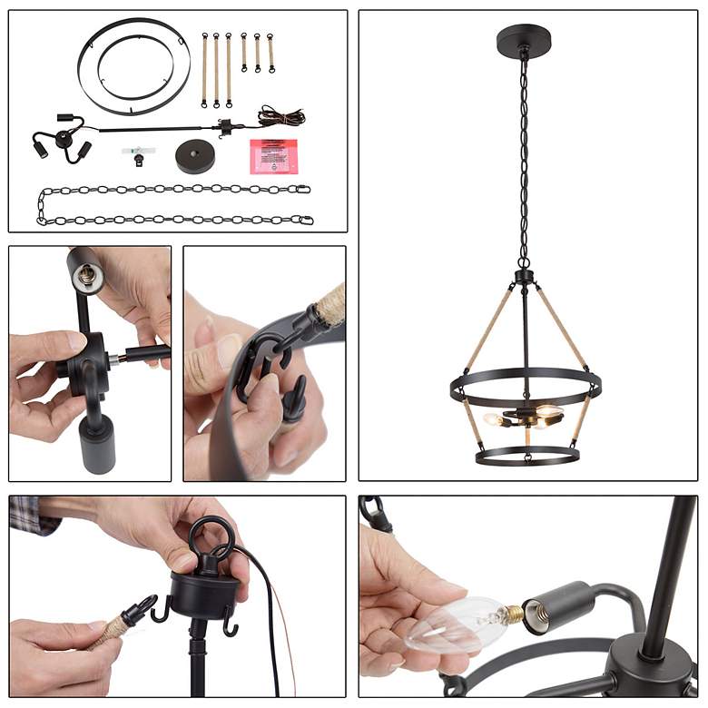 Image 5 Jonas 15.7" Wide Black 3-Light Drum Chandelier more views