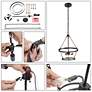 5_Jonas 15.7" Wide Black 3-Light Drum Chandelier more views