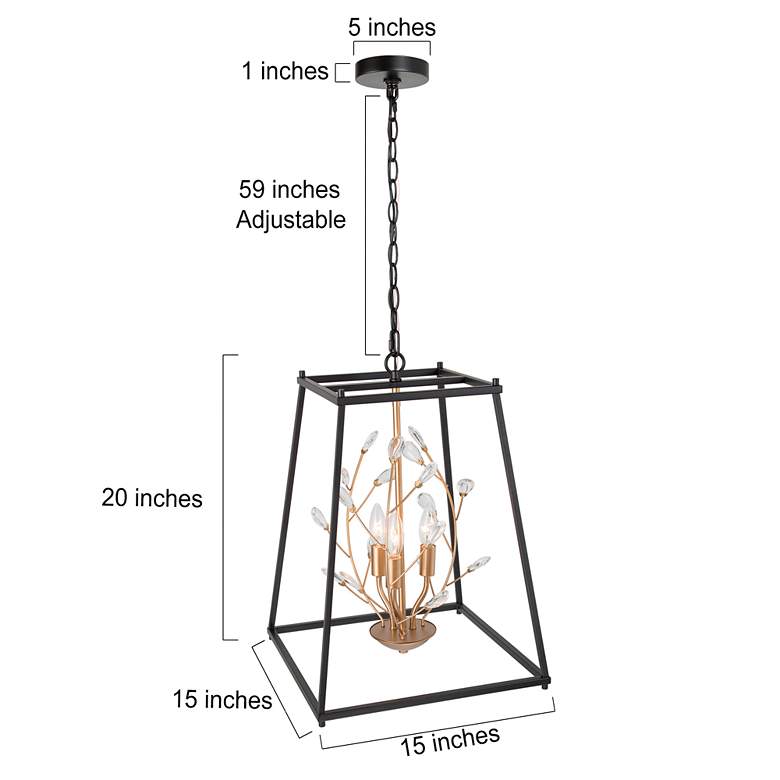 Image 7 Jonas 15" Wide 3-Light  Black and Gold Branch Crystal Chandelier more views