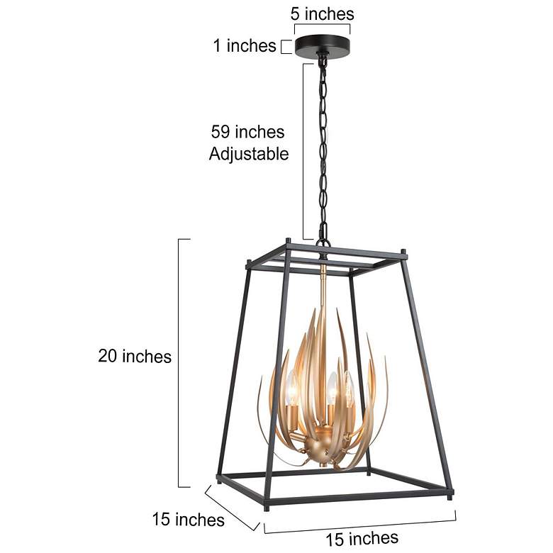 Image 6 Jonas 15" Wide Gold Black Metal 3-Light Lantern Chandelier more views