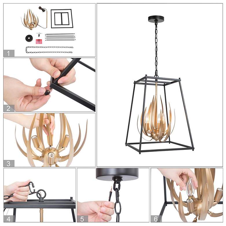 Image 7 Jonas 15" Wide Gold Black Metal 3-Light Lantern Chandelier more views