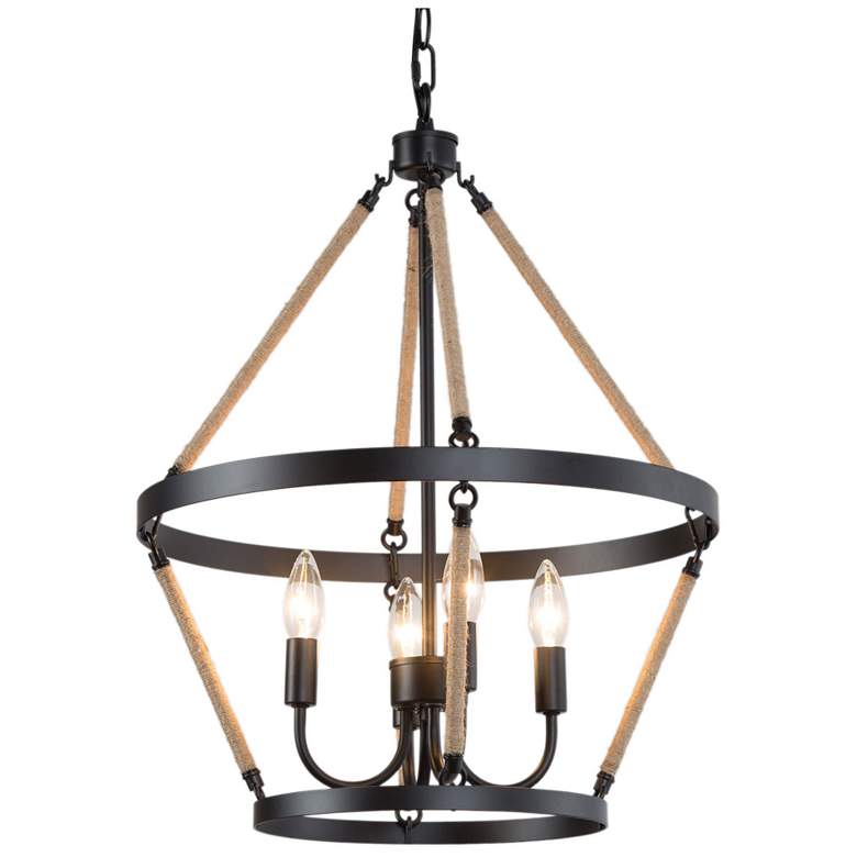 Image 1 Jonas 17.7" Wide Black 4-Light Drum Chandelier