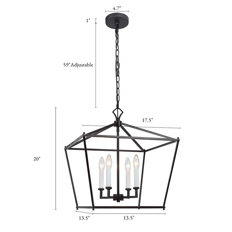 Image 6 Jonas 17 1/2" Wide Black Metal 4-Light Lantern Chandelier more views