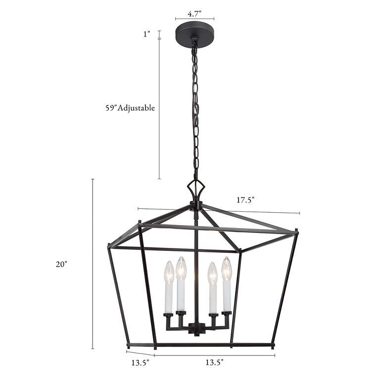 Image 6 Jonas 17 1/2 inch Wide Black Metal 4-Light Lantern Chandelier more views