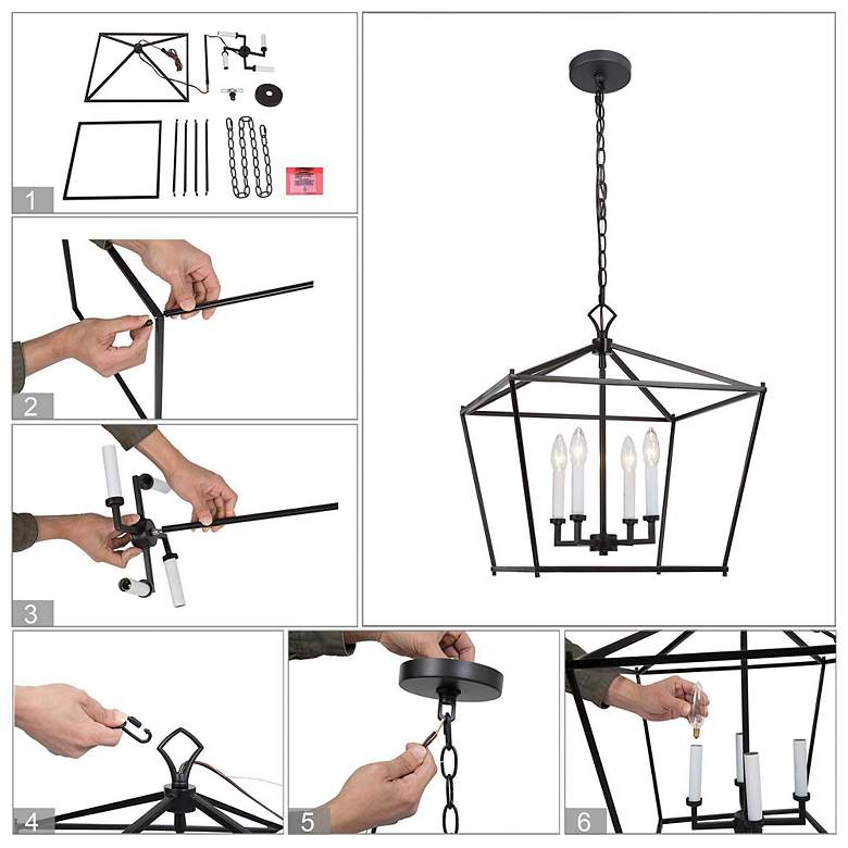 Image 7 Jonas 17 1/2" Wide Black Metal 4-Light Lantern Chandelier more views