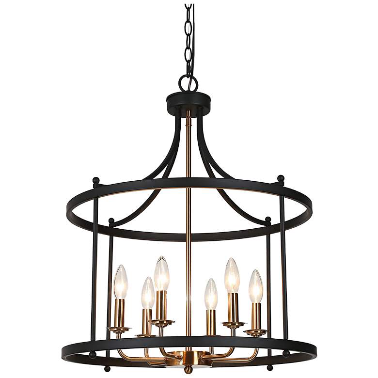Image 2 Jonas 21 1/2" Wide Matte Black Plating Brass 6-Light Chandelier
