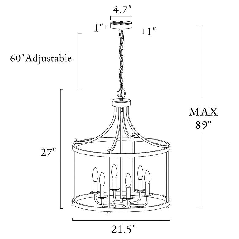 Image 7 Jonas 21 1/2"W Matte Black Plating Brass 6-Light Chandelier more views