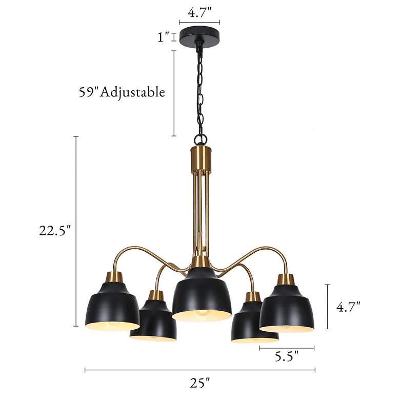 Image 5 Jonas 25" Wide Gold Black Metal 5-Light Chandelier more views