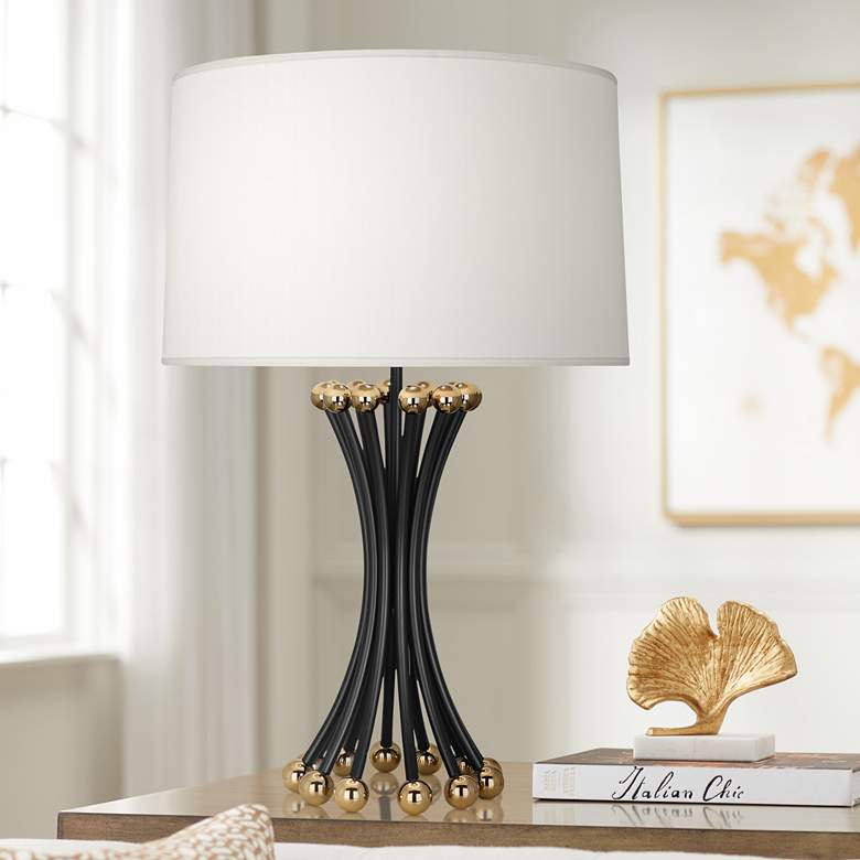 Image 1 Jonathan Adler Biarritz 29 3/4" Blackened Metal Modern Table Lamp